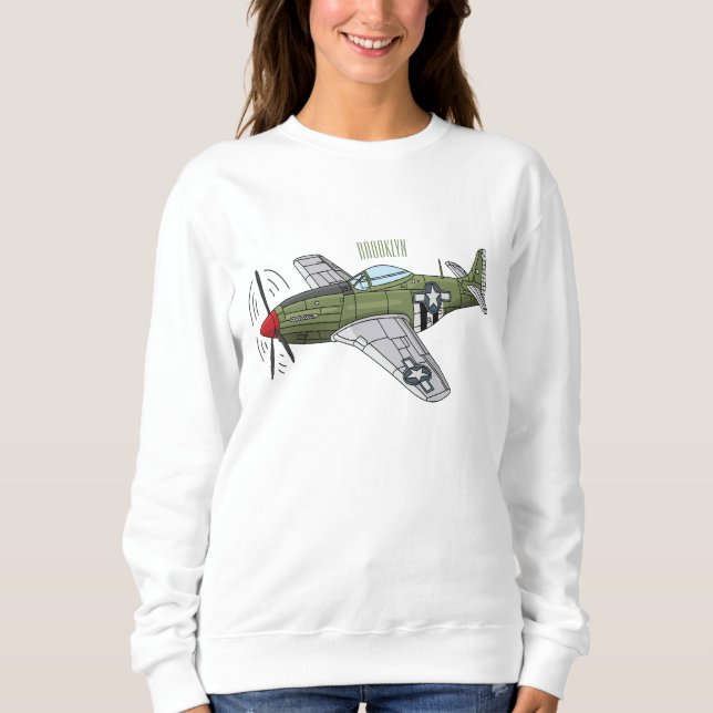 Abbildung des militärischen Flugzeug Cartoon Sweatshirt (Vorderseite)