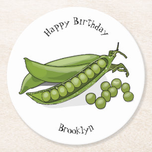 Abbildung des Pea-Cartoon Runder Pappuntersetzer