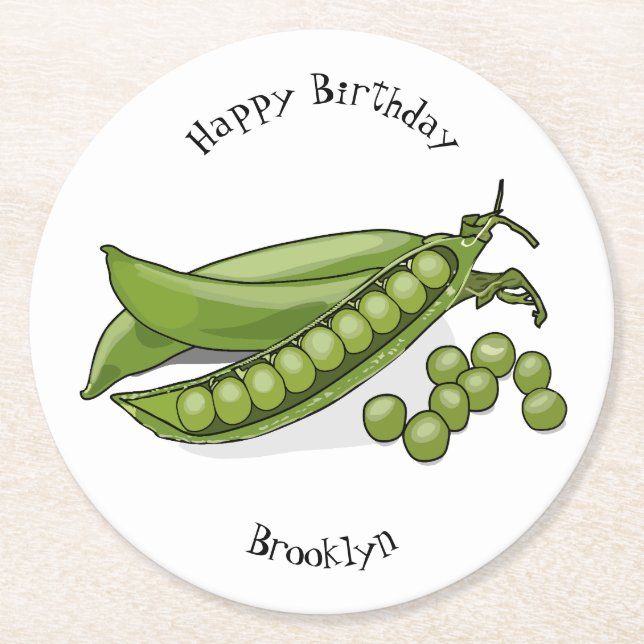 Abbildung des Pea-Cartoon Runder Pappuntersetzer (Vorderseite)