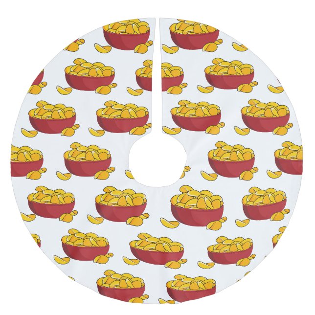 Abbildung des Potato-Chip-Cartoon Polyester Weihnachtsbaumdecke (Vorderseite)