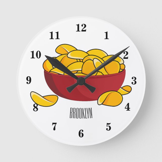 Abbildung des Potato-Chip-Cartoon Runde Wanduhr (Vorderseite)