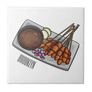 Abbildung des Satay-Cartoon Fliese