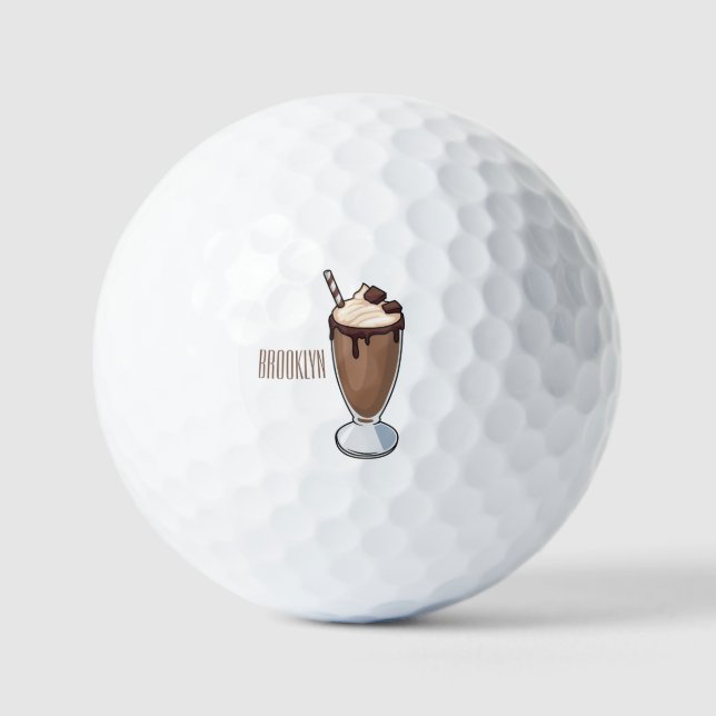 Abbildung des Schokoladenmilch-Cartoon Golfball (Vorderseite)