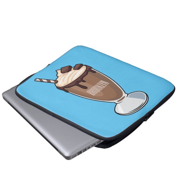 Abbildung des Schokoladenmilch-Cartoon Laptopschutzhülle (Vorne Knopf)