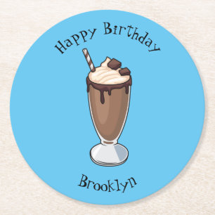 Abbildung des Schokoladenmilch-Cartoon Runder Pappuntersetzer