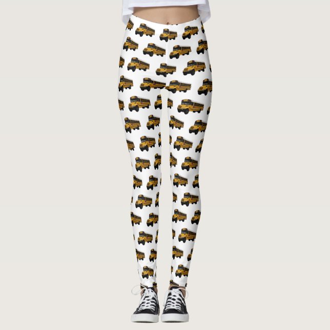 Abbildung des Schulbus-Cartoon Leggings (Vorderseite)