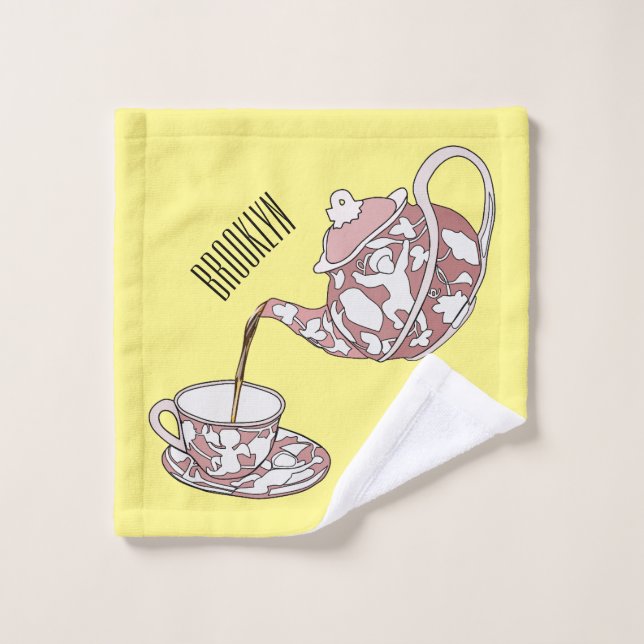 Abbildung des Teacup-Set-Cartoon Badhandtuch Set (Waschlappen)