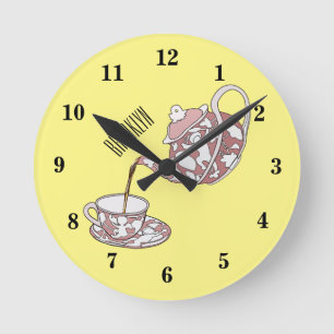 Abbildung des Teacup-Set-Cartoon Runde Wanduhr
