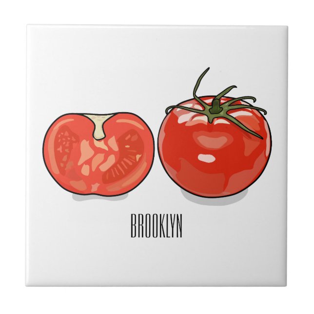 Abbildung des Tomaten-Cartoon Fliese (Vorderseite)