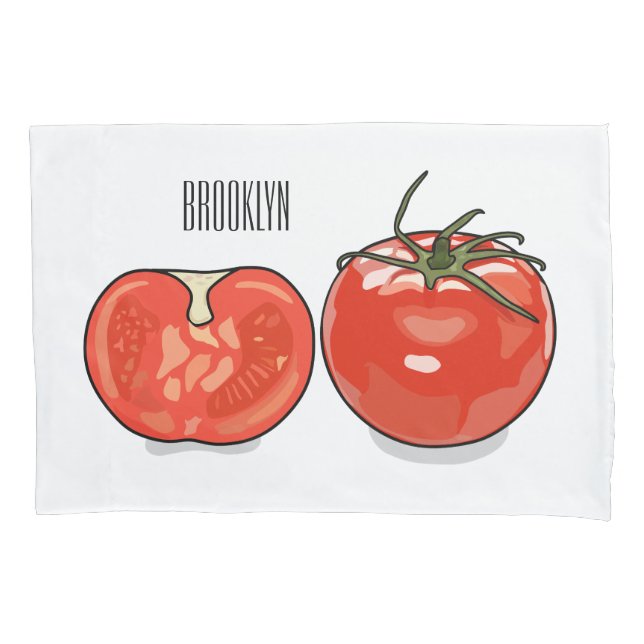 Abbildung des Tomaten-Cartoon Kissenbezug (Vorderseite)