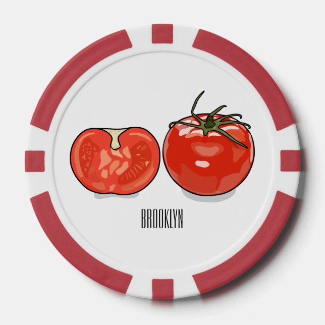 Abbildung des Tomaten-Cartoon Pokerchips (Vorderseite)