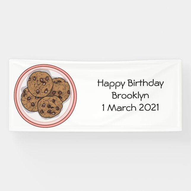 Abbildung eines Chocolate Chip Cookie Cartoon Banner (Horizontal)