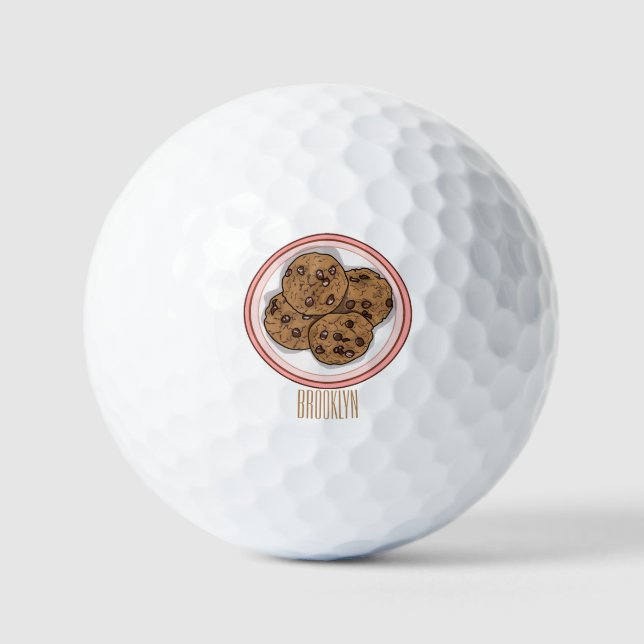 Abbildung eines Chocolate Chip Cookie Cartoon Golfball (Vorderseite)