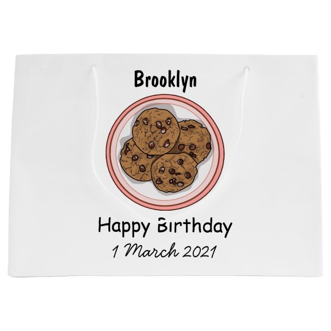 Abbildung eines Chocolate Chip Cookie Cartoon Große Geschenktüte (Vorderseite)
