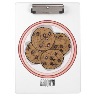 Abbildung eines Chocolate Chip Cookie Cartoon Klemmbrett