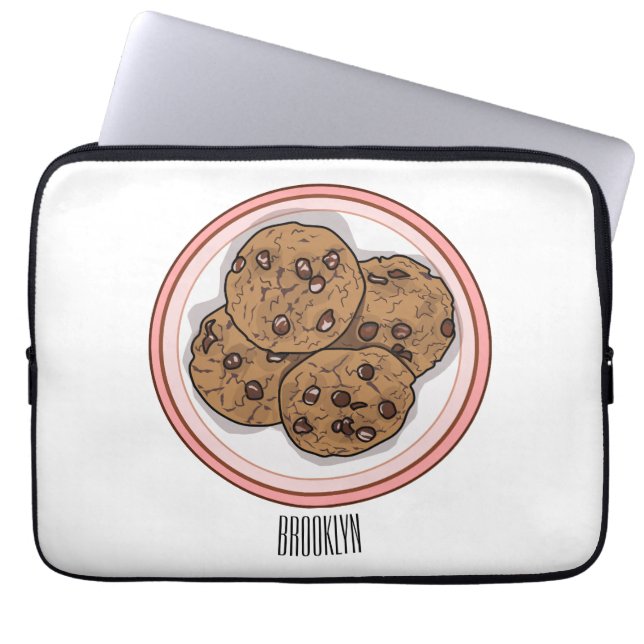 Abbildung eines Chocolate Chip Cookie Cartoon Laptopschutzhülle (Vorderseite)