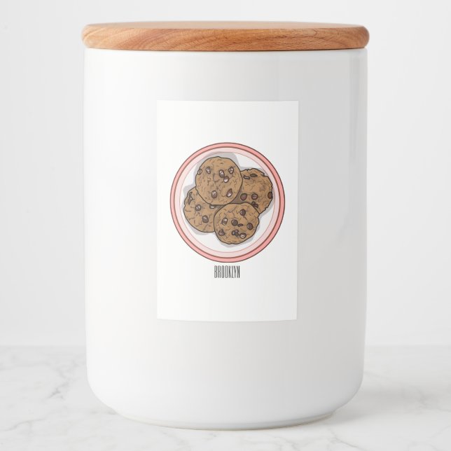 Abbildung eines Chocolate Chip Cookie Cartoon Lebensmitteletikett (Vorderseite)