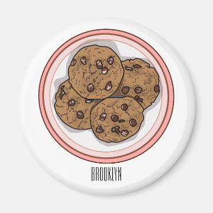 Abbildung eines Chocolate Chip Cookie Cartoon Magnet