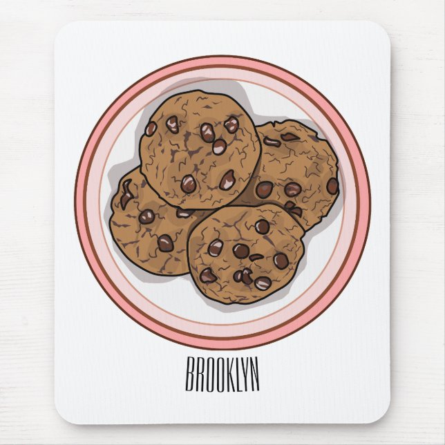 Abbildung eines Chocolate Chip Cookie Cartoon Mousepad (Vorne)