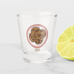 Abbildung eines Chocolate Chip Cookie Cartoon Schnapsglas