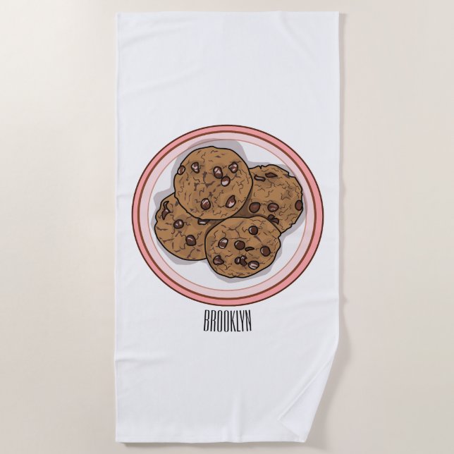 Abbildung eines Chocolate Chip Cookie Cartoon Strandtuch (Vorderseite)