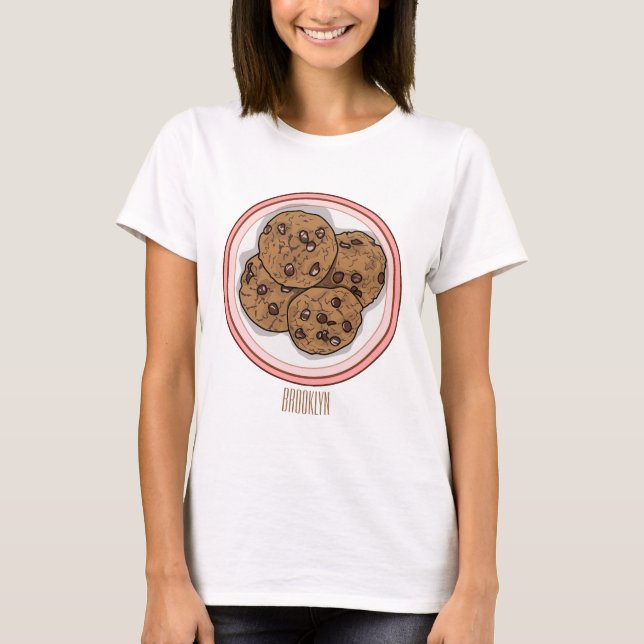 Abbildung eines Chocolate Chip Cookie Cartoon T-Shirt (Vorderseite)