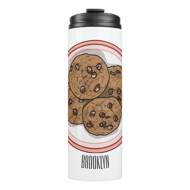 Abbildung eines Chocolate Chip Cookie Cartoon Thermosbecher (Vorderseite)