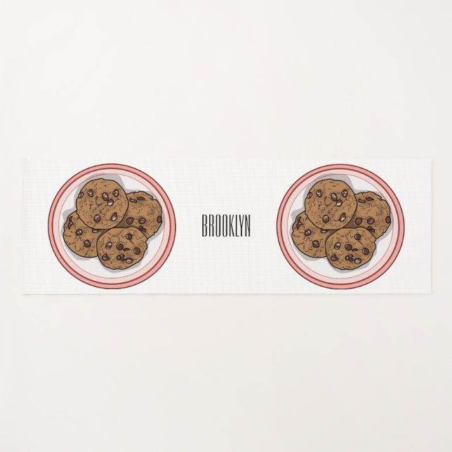 Abbildung eines Chocolate Chip Cookie Cartoon Yogamatte (Vorderseite (Horizontal))