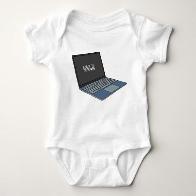 Abbildung eines Laptop-Cartoon Baby Strampler (Vorderseite)