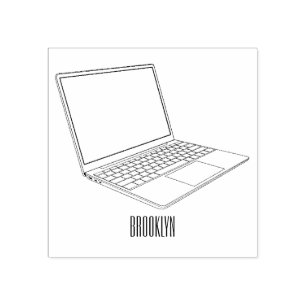 Abbildung eines Laptop-Cartoon Gummistempel