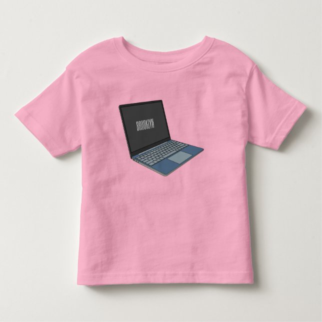 Abbildung eines Laptop-Cartoon Kleinkind T-shirt (Vorderseite)