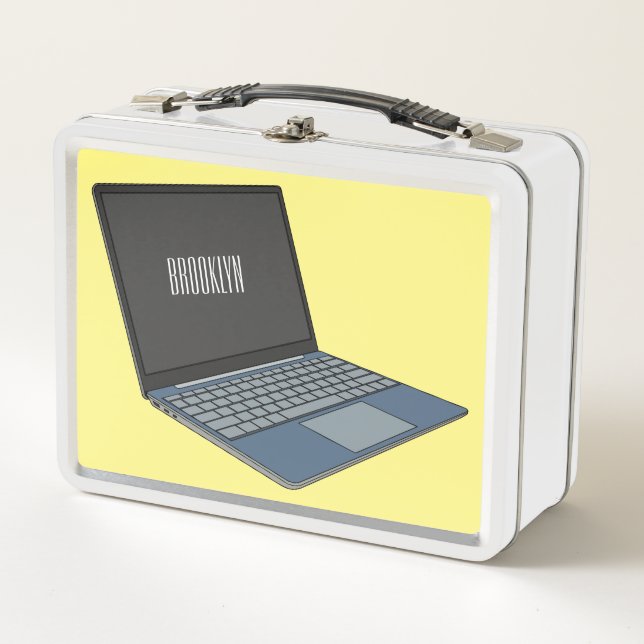 Abbildung eines Laptop-Cartoon Metall Brotdose (Vorderseite)
