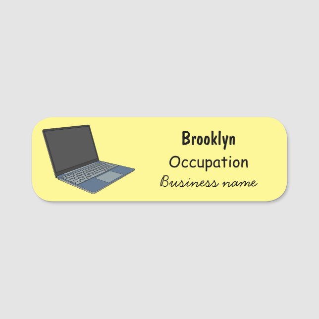 Abbildung eines Laptop-Cartoon Namensschild (Vorderseite)