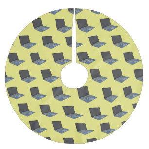 Abbildung eines Laptop-Cartoon Polyester Weihnachtsbaumdecke