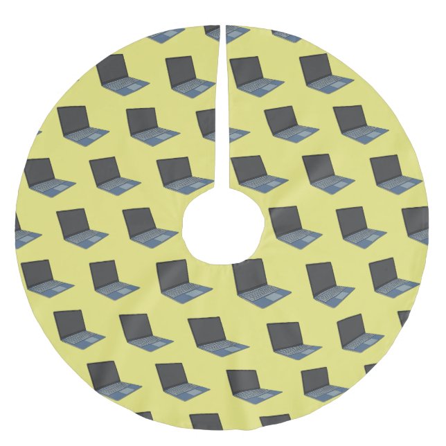 Abbildung eines Laptop-Cartoon Polyester Weihnachtsbaumdecke (Vorderseite)