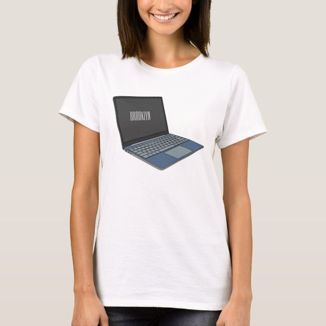 Abbildung eines Laptop-Cartoon T-Shirt (Vorderseite)