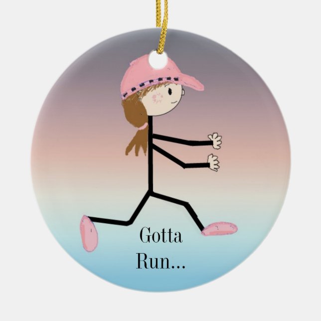 Abbildung "Gotta Run Female" Keramik Ornament (Vorne)