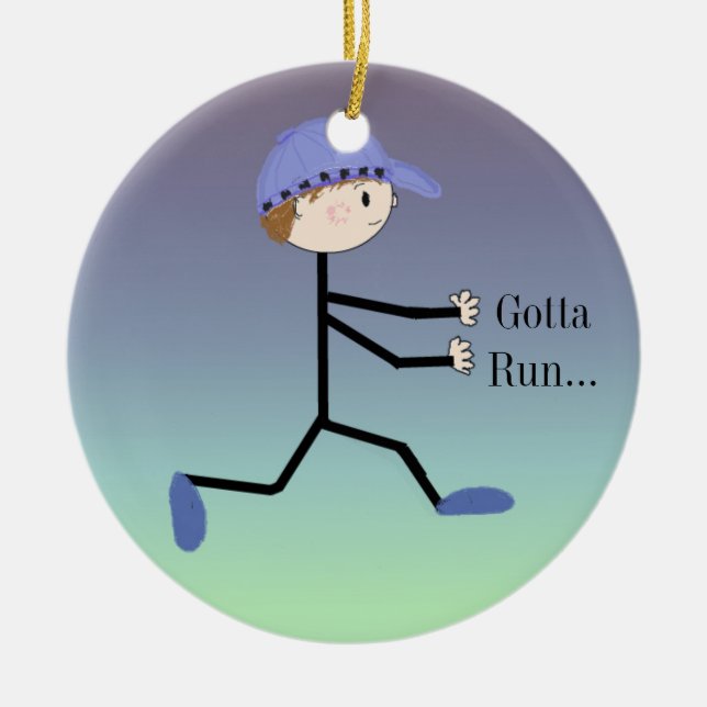 Abbildung "Gotta Run Male" Keramikornament (Vorne)