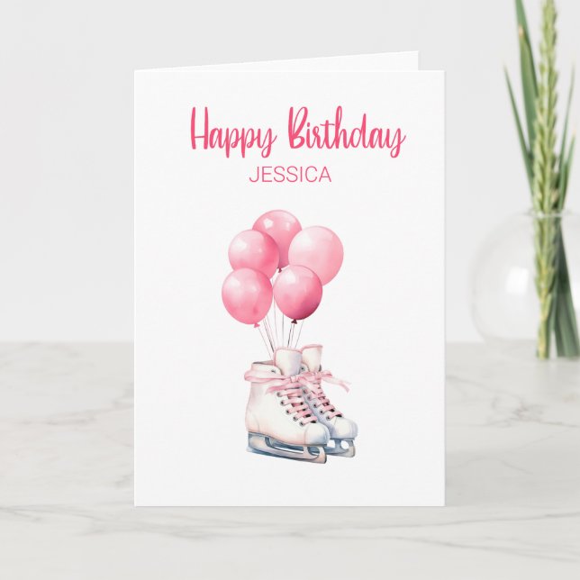 Abbildung Ice Skaten Birthday Card Balloons Karte (Vorderseite)