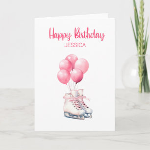Abbildung Ice Skaten Birthday Card Balloons Karte