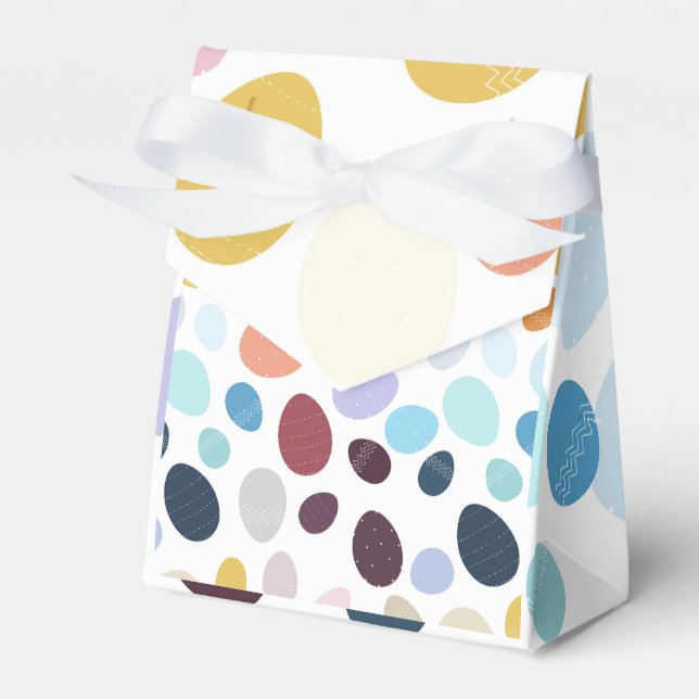 Abbildung mit farbigen Eiern in Gradientenfarbe. Geschenkschachtel (Vorderseite)