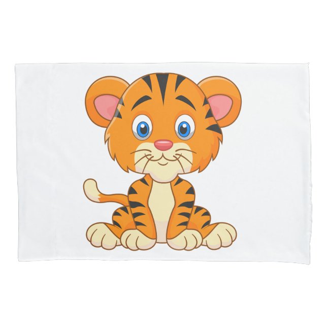 Abbildung niedlicher Tiger in tierischer Cartoon Kissenbezug (Vorderseite)