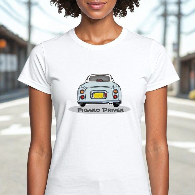 Abbildung Pale Aqua Figaro Treibername T-Shirt (Add your name to this cute blue figaro driver t-shirt! Perfect to wear whilst driving your cute car)