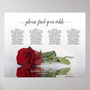 Abbildung Rote Rose 4 Tabelle Hochzeitssitzdiagram Poster