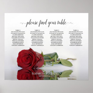 Abbildung Rote Rose 4 Tabelle Hochzeitssitzdiagram Poster