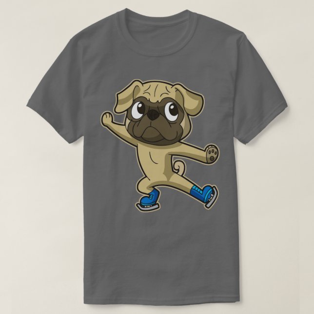 Abbildung Skate Mops Dog Ice Skater Skaten Winter  T-Shirt (Design vorne)