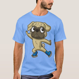 Abbildung Skate Mops Dog Ice Skater Skaten Winter  T-Shirt