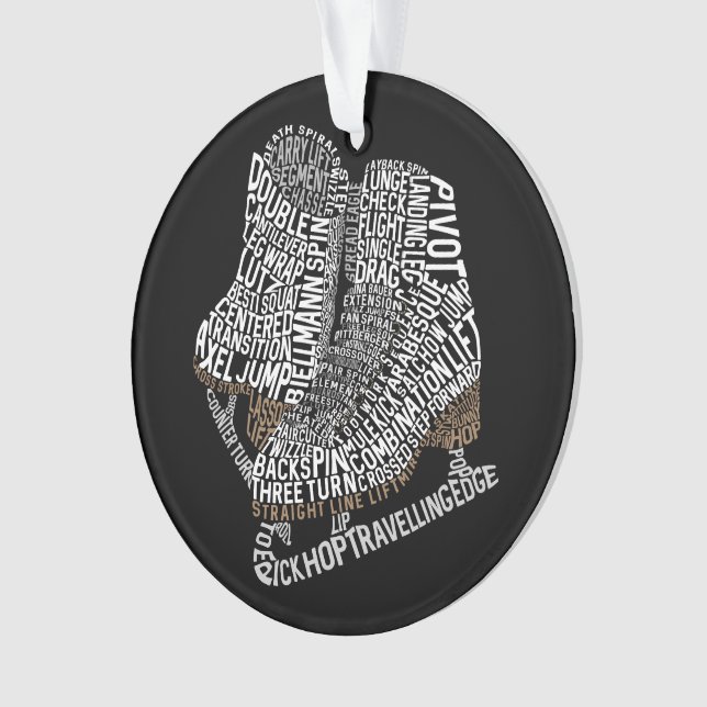 Abbildung Skate Word Art Ice Skaten Ornament (Vorderseite)