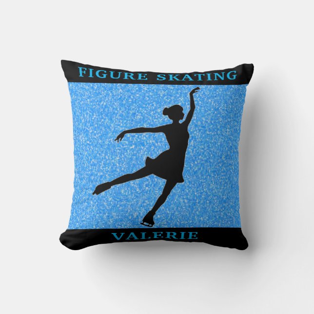 Abbildung Skaten Blue Sparkle Throw Pillow w/ Name Kissen (Vorderseite)