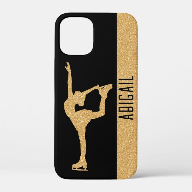 "Abbildung Skaten" Gold Glitzer individuelle Name Case-Mate iPhone Hülle (Rückseite)